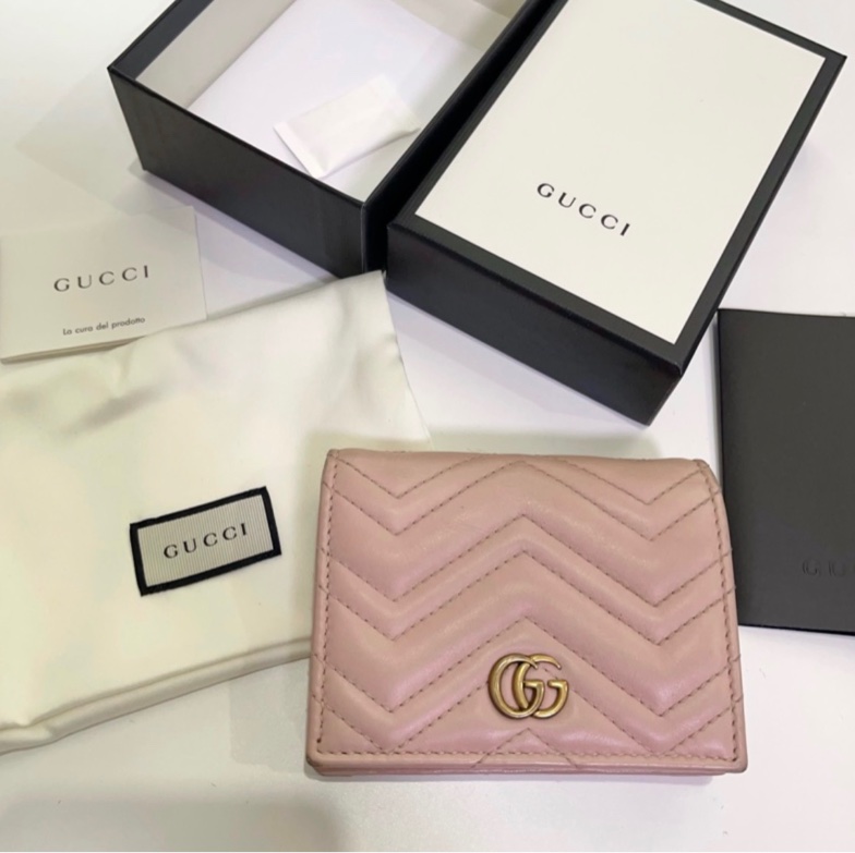 GUCCI GG Marmont 牛皮雙G 短夾 錢包-15