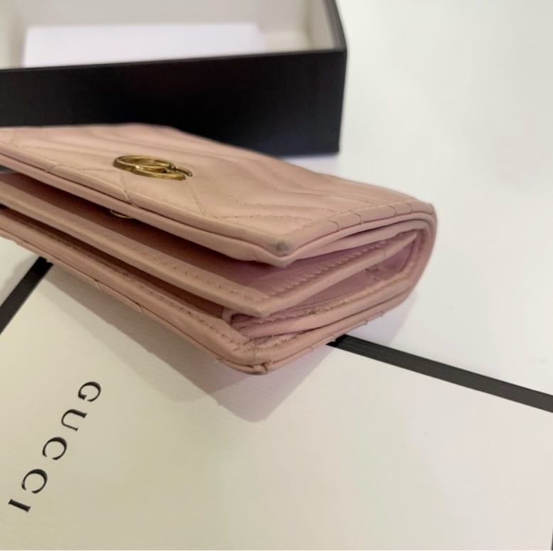 GUCCI GG Marmont 牛皮雙G 短夾 錢包-16