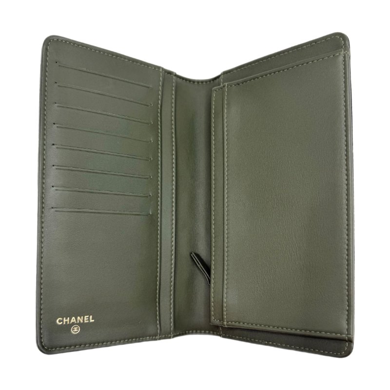 ［ 1704］Chanel 香奈兒 leboy 黑金荔枝紋對折錢包 長款-5