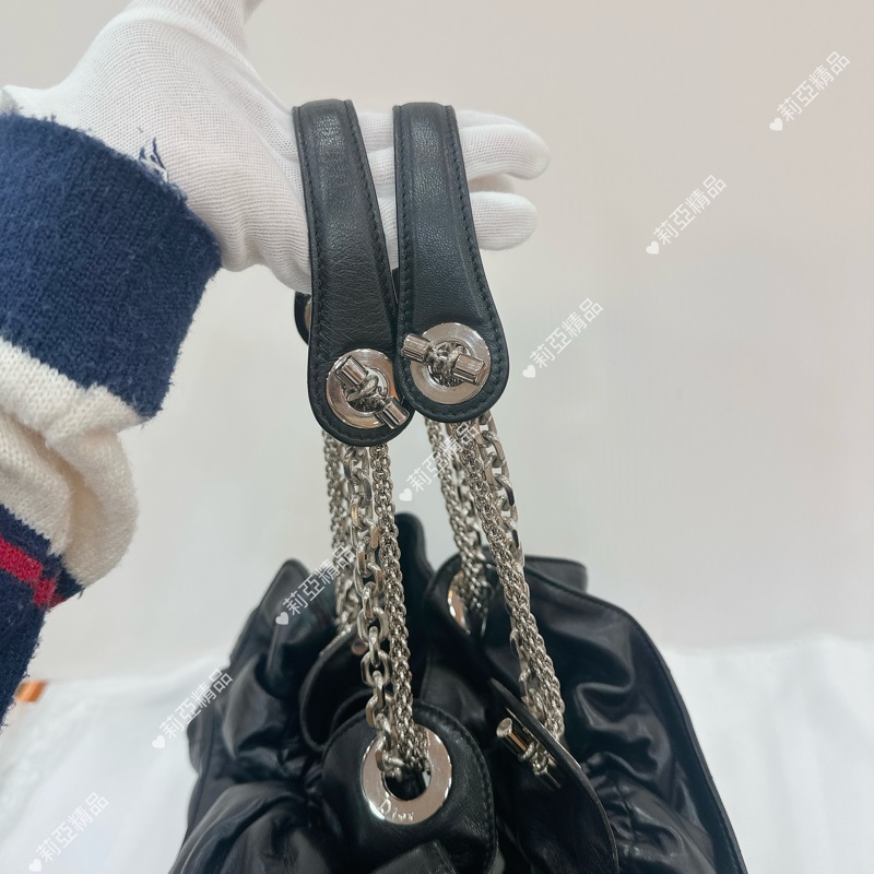 莉亞精品♡ Dior黑銀雲朵鏈條包 二手美包-7