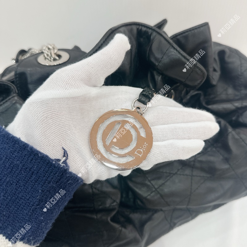 莉亞精品♡ Dior黑銀雲朵鏈條包 二手美包-13