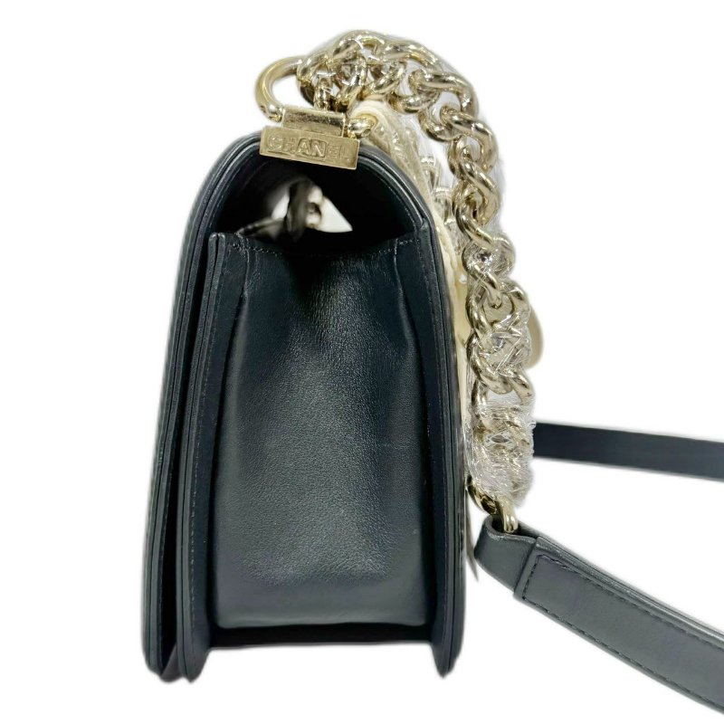 【2366】香奈兒Chanel Le Boy 中號 深灰色 28 系列小牛皮斜背包-4