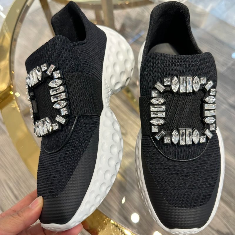 🎉新品好折扣✨Roger Vivier 女款 Viv Run Moonlight 鑽釦織物運動鞋 黑色/增高7.5公分 EU 35/35.5/36/36.5/37/37.5/38 ( 購買請告知所需尺寸)-2