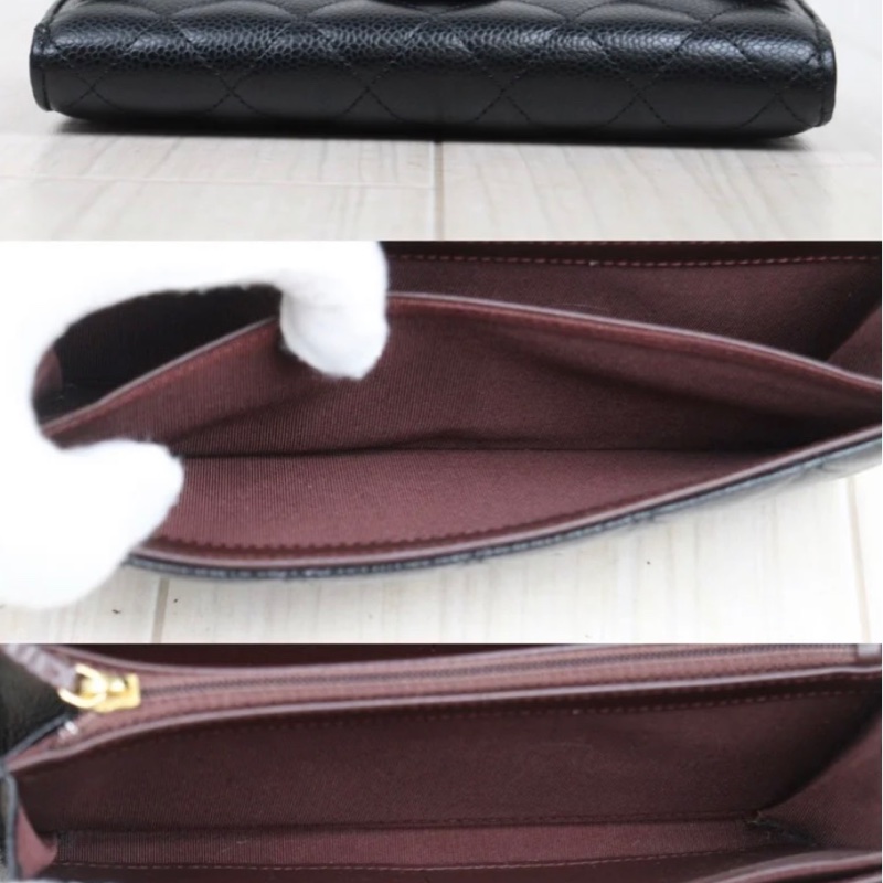 「JL精品代購」98新 Chanel 香奈兒 荔枝牛皮 翻蓋長夾-3