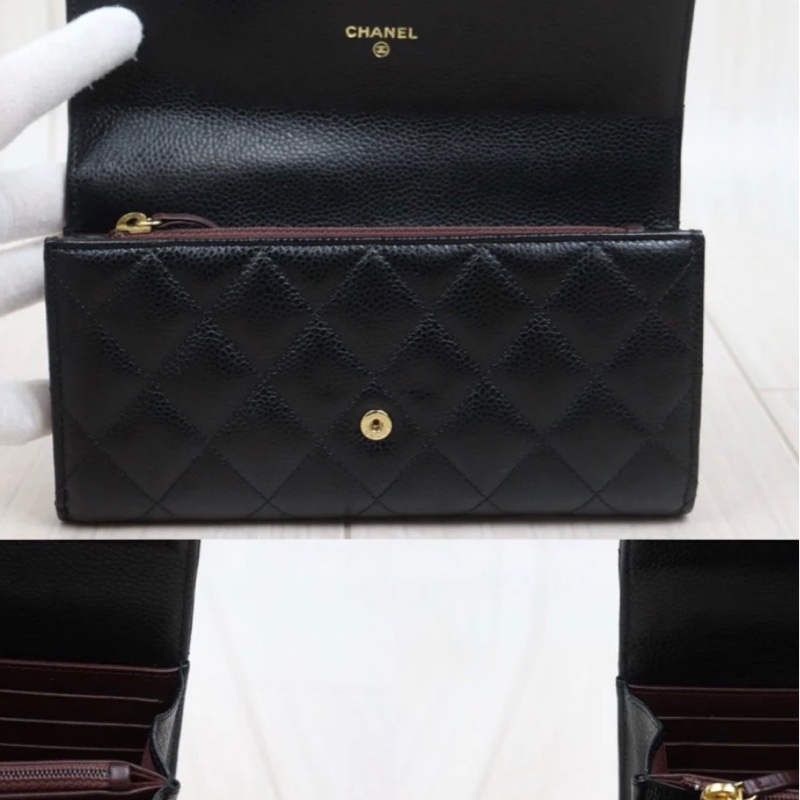 「JL精品代購」98新 Chanel 香奈兒 荔枝牛皮 翻蓋長夾-5