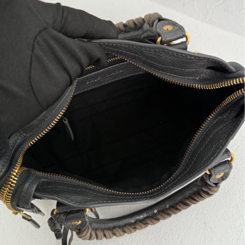 巴黎世家 BALENCIAGA CITY 深灰色配金扣 機車包mini-12