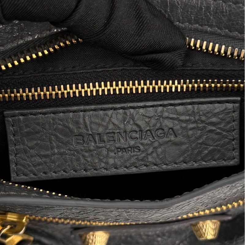 巴黎世家 BALENCIAGA CITY 深灰色配金扣 機車包mini-14