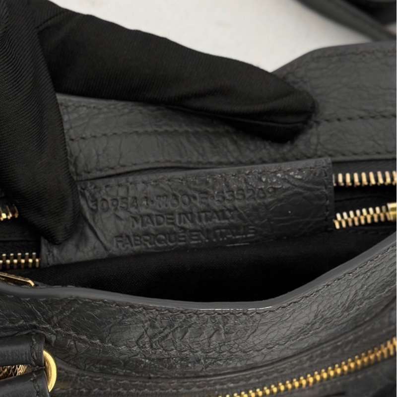 巴黎世家 BALENCIAGA CITY 深灰色配金扣 機車包mini-15