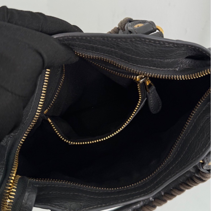 巴黎世家 BALENCIAGA CITY 深灰色配金扣 機車包mini-16