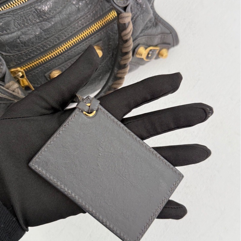巴黎世家 BALENCIAGA CITY 深灰色配金扣 機車包mini-20