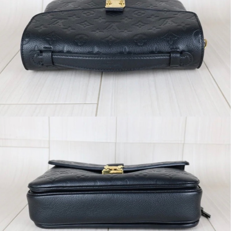 「JL精品代購」98新 LV 黑色壓紋郵差包-4