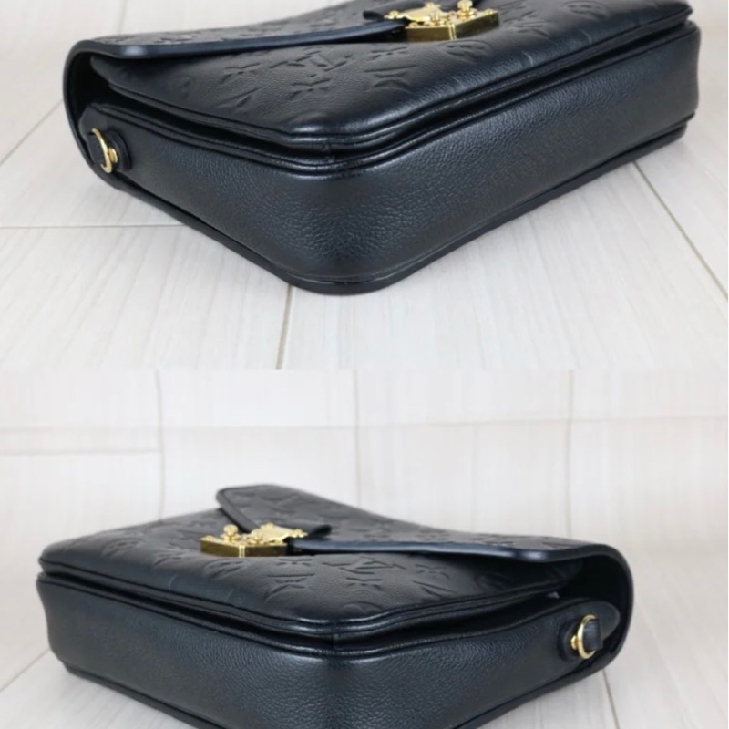 「JL精品代購」98新 LV 黑色壓紋郵差包-5