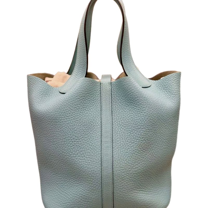 ［2226］HERMES 愛馬仕 Picotin Lock 22 銀扣 TC皮 菜籃子水桶包手提包 糖果藍 -3