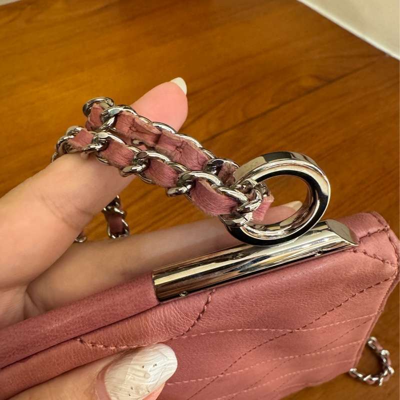 chanel粉色手提小包/晚宴包-12