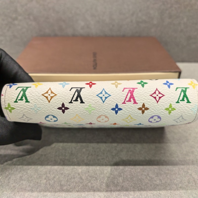 LV路易威登 白三彩中長款錢包 三折錢夾-2