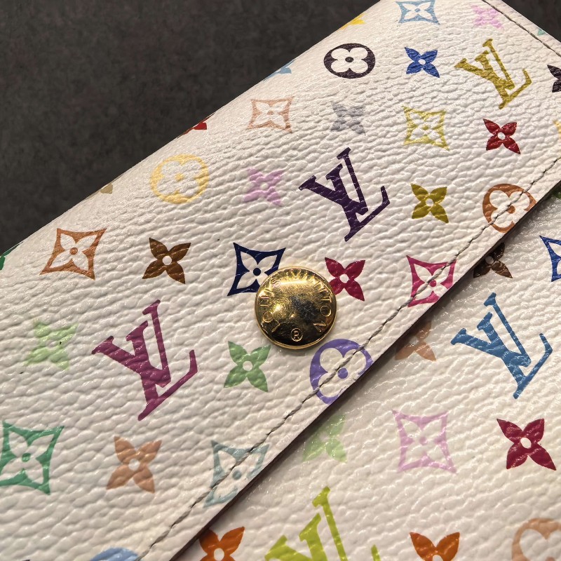 LV路易威登 白三彩中長款錢包 三折錢夾-4