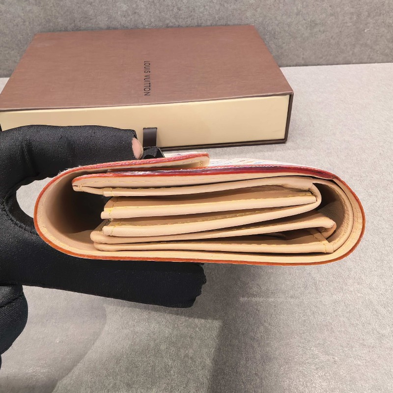 LV路易威登 白三彩中長款錢包 三折錢夾-5