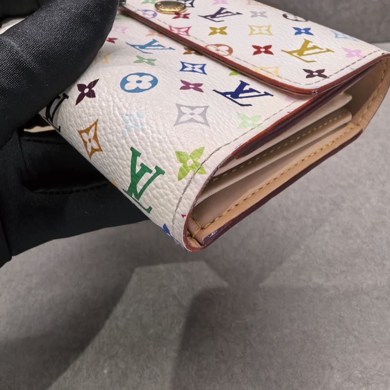 LV路易威登 白三彩中長款錢包 三折錢夾-10