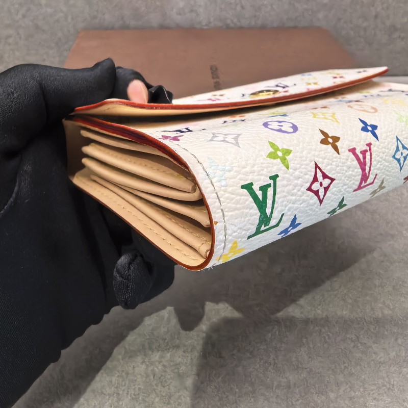 LV路易威登 白三彩中長款錢包 三折錢夾-11