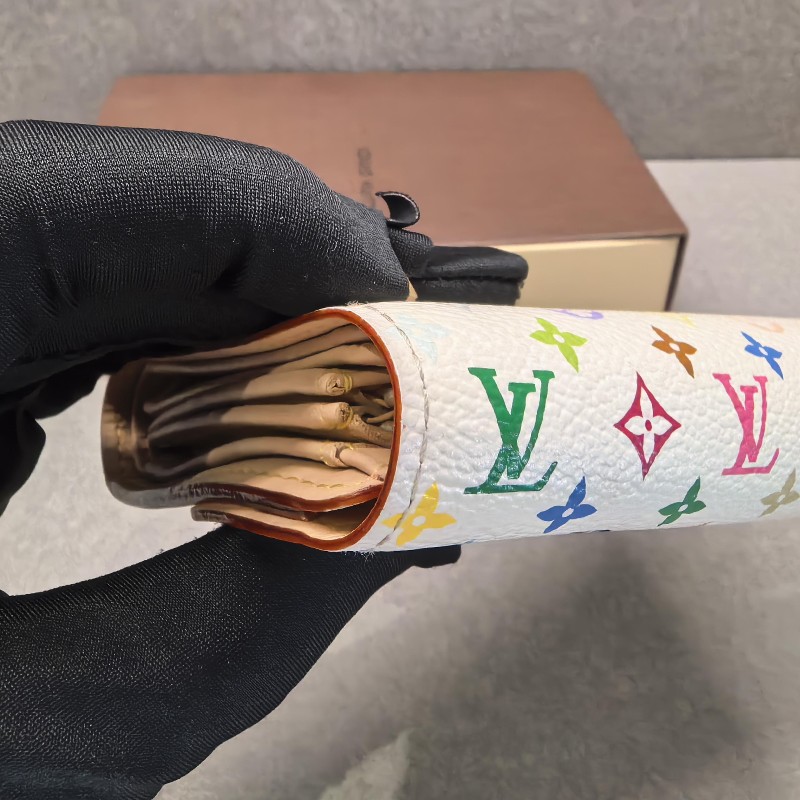 LV路易威登 白三彩中長款錢包 三折錢夾-12