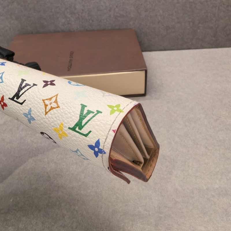 LV路易威登 白三彩中長款錢包 三折錢夾-13