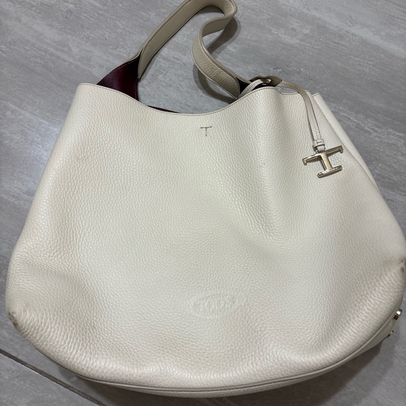 Tod’s肩背包 白色 荔枝紋-0