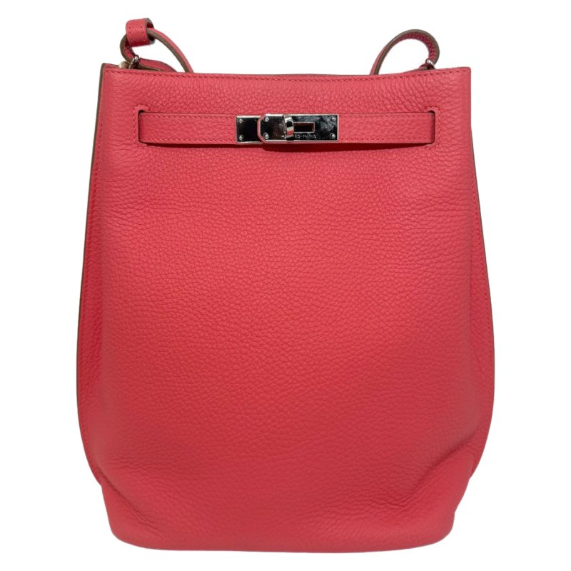 ［ 2892］ Hermès SO KELLY 22 (珊瑚粉) TG皮 銀扣-0