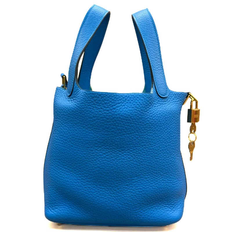 【2330】愛馬仕Hermès Picotin Lock 18 Blue Zanzibar Handbag A Stamp TC皮-1