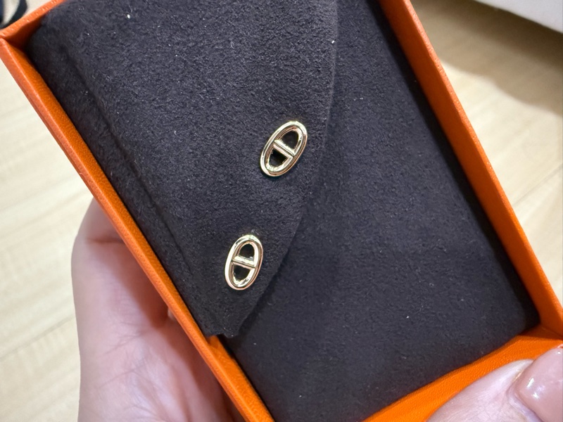 Hermes愛馬仕玫瑰金18k豬鼻子耳環-1