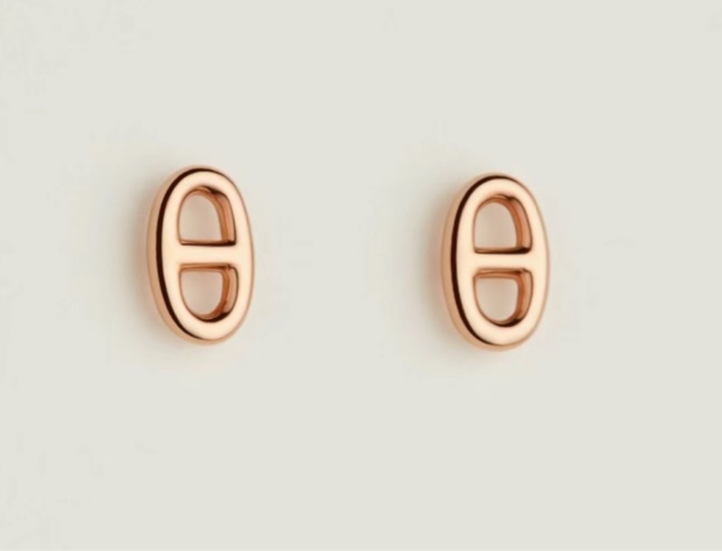 Hermes愛馬仕玫瑰金18k豬鼻子耳環-4