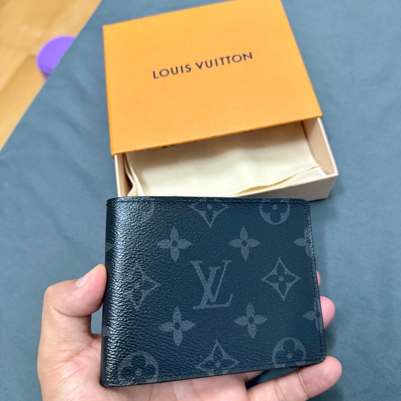 Lv 黑老花短夾 芯片款-0