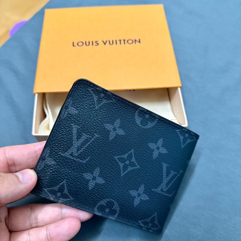 Lv 黑老花短夾 芯片款-1