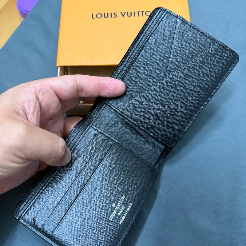 Lv 黑老花短夾 芯片款-5