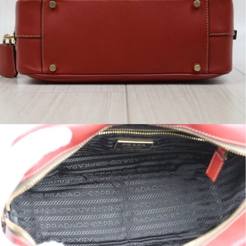「JL精品代購」9新 Prada plume紅盒子包-5
