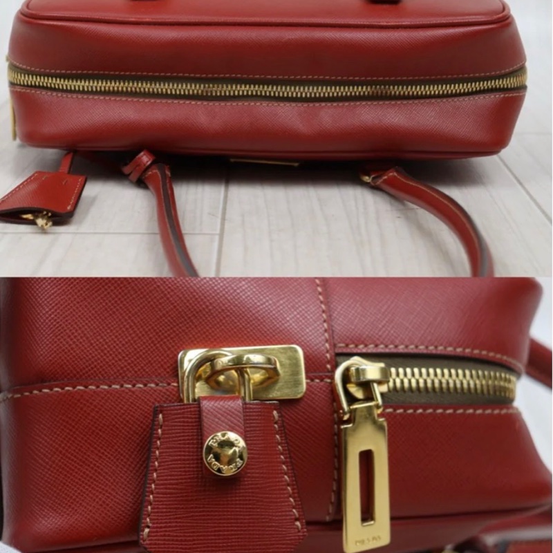 「JL精品代購」9新 Prada plume紅盒子包-7