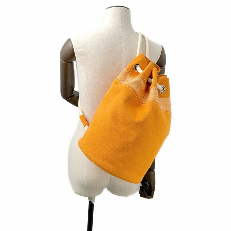 Hermes Hermès Sac Marine Recife PM 橙色帆布單肩包。-4