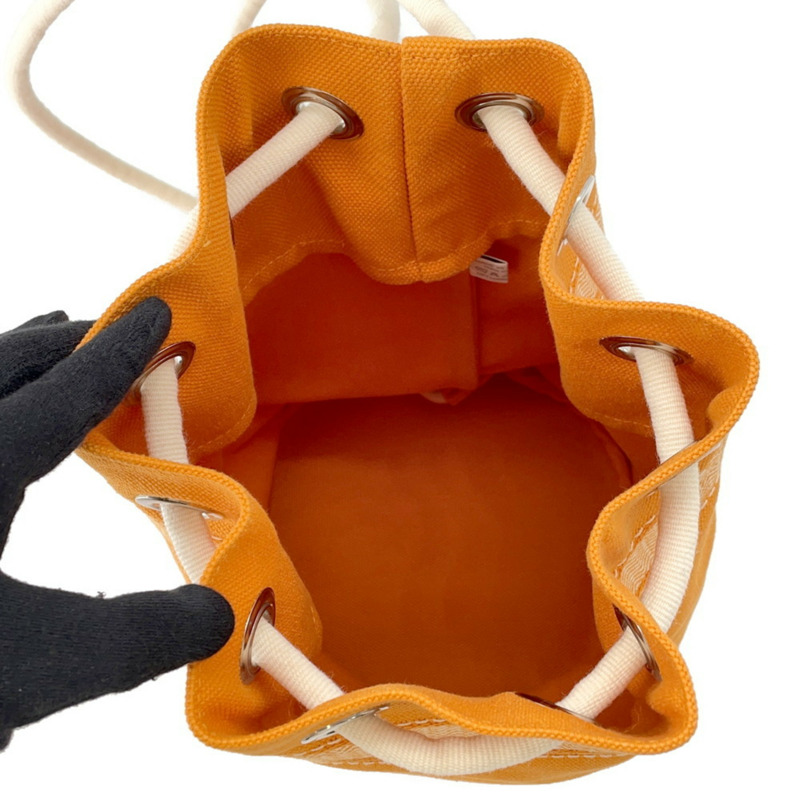 Hermes Hermès Sac Marine Recife PM 橙色帆布單肩包。-5