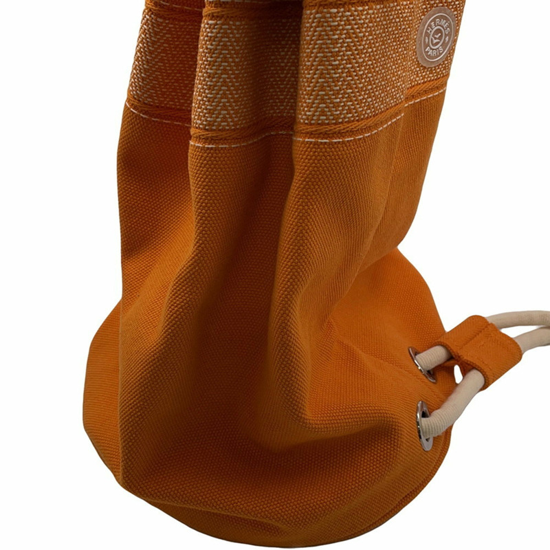 Hermes Hermès Sac Marine Recife PM 橙色帆布單肩包。-6