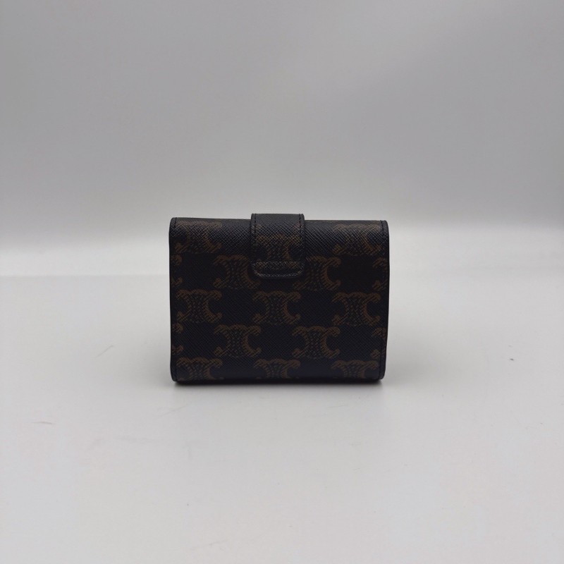 CELINE Victoire 凱旋門老花 金色飾面 帆布 錢包 常規 女款 棕色-1