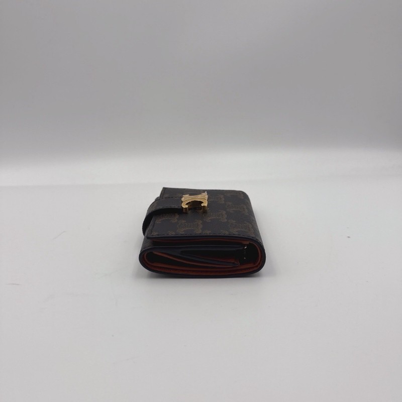 CELINE Victoire 凱旋門老花 金色飾面 帆布 錢包 常規 女款 棕色-3