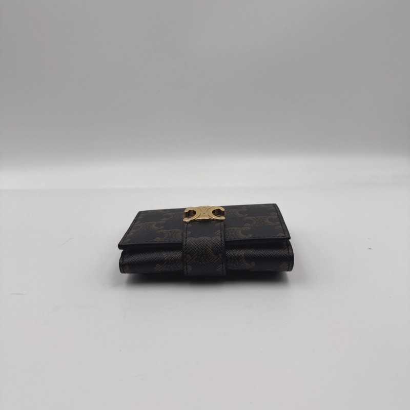 CELINE Victoire 凱旋門老花 金色飾面 帆布 錢包 常規 女款 棕色-4