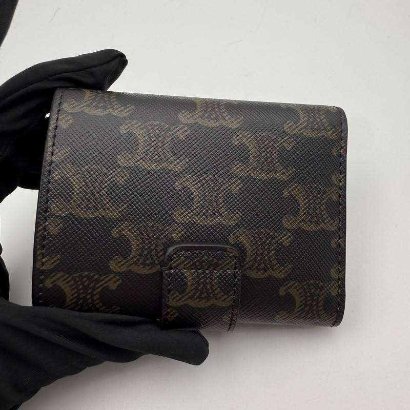 CELINE Victoire 凱旋門老花 金色飾面 帆布 錢包 常規 女款 棕色-6