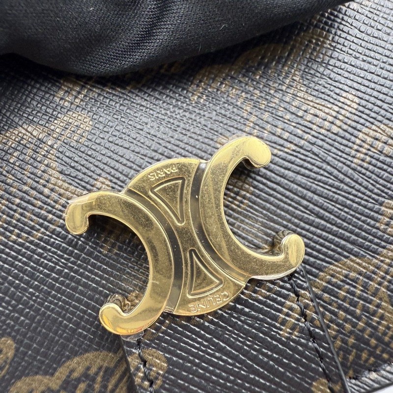 CELINE Victoire 凱旋門老花 金色飾面 帆布 錢包 常規 女款 棕色-11