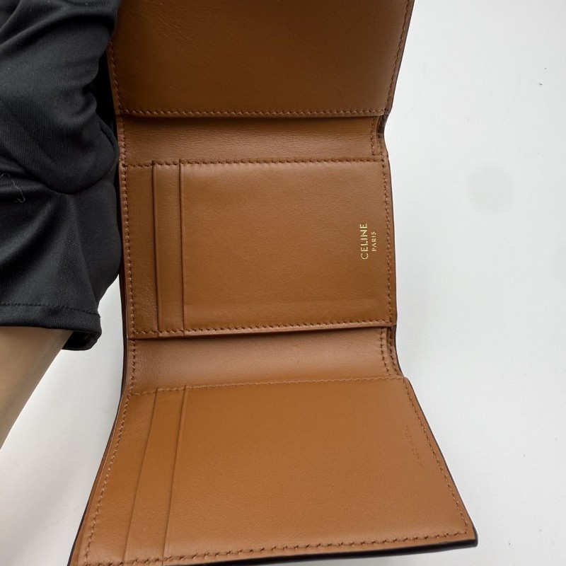CELINE Victoire 凱旋門老花 金色飾面 帆布 錢包 常規 女款 棕色-14