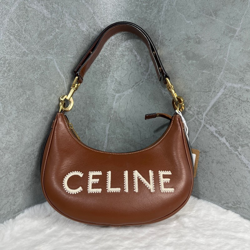 Celine Ava棕色字母logo 肩背包-0