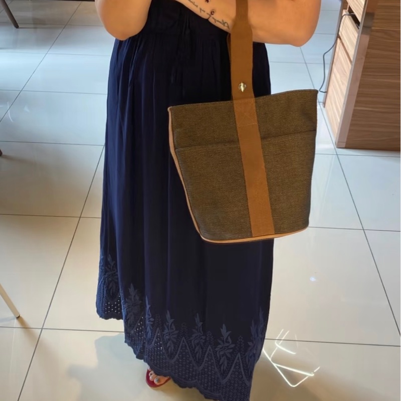 「JL精品代購」9新 Hermes 愛馬仕帆布菜籃包-1