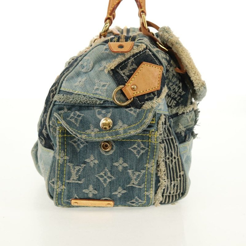 【日本直送】LOUIS VUITTON 字母牛仔布拼布 Speedy 30 包 藍色 M95380 正品 yk19687A-3