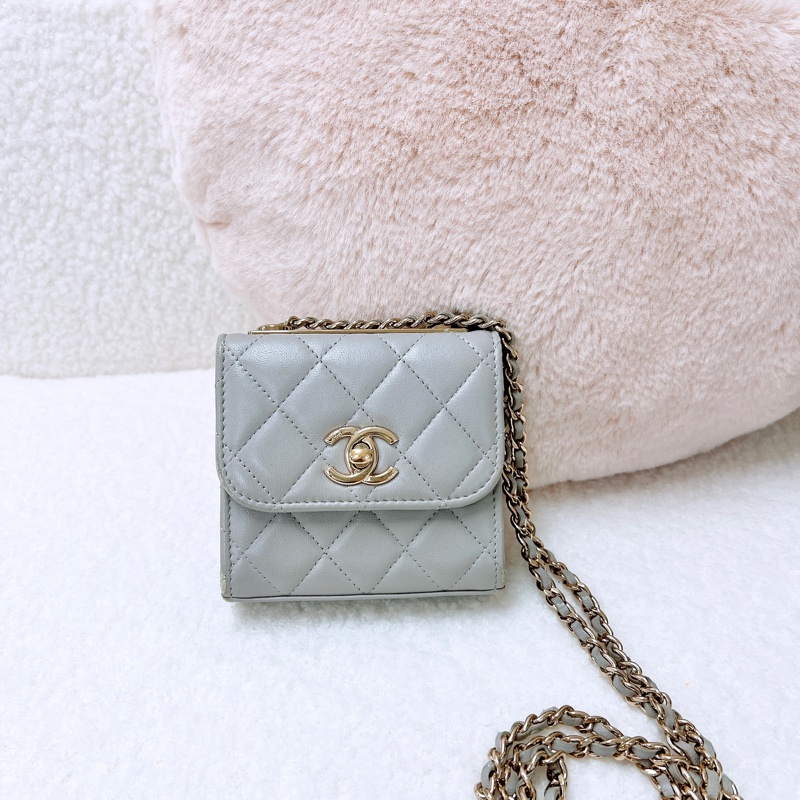 Chanel trendy mini 淺灰方胖小盒子/化妝包-0