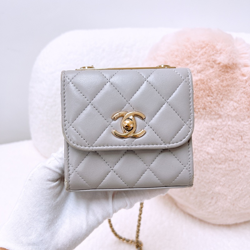Chanel trendy mini 淺灰方胖小盒子/化妝包-1
