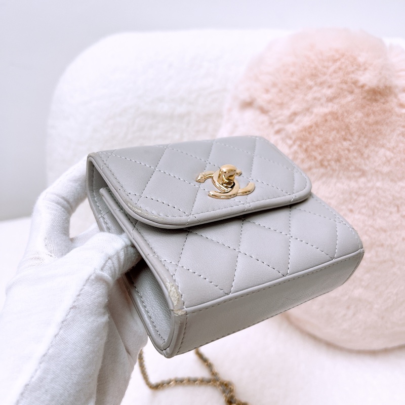 Chanel trendy mini 淺灰方胖小盒子/化妝包-2